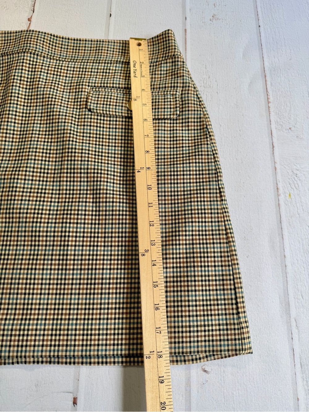 LOFT Plaid Mini Skirt Size 10 Brown Tan Blue Preppy Academia Fall A-Line - Picture 2 of 8